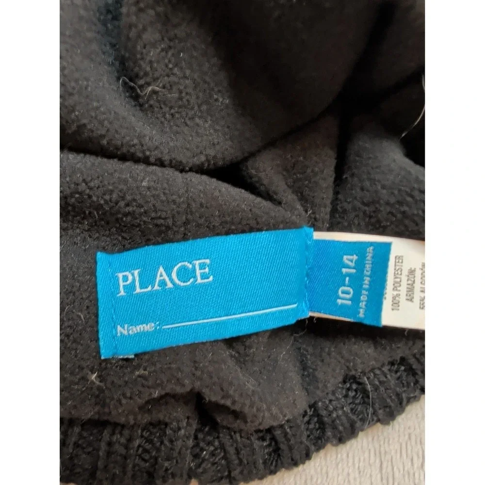 The Children's Place Striped‎ Pom Pom Beanie Hat Kids 10-14 Fleece Lined
